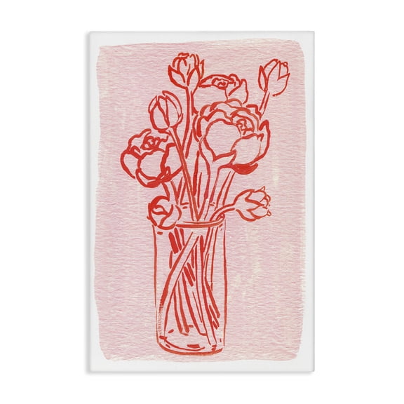 Stupell Industries Eclectic Outlined Peony Vase Canvas Art, 16 x 24, by Hannah Moren
