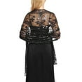 thumbnail image 1 of MYG Long Sparkly Sequin Sheer Tulle Lace Embroidery Shawl Wrap Scarf Evening Wedding, 1 of 9