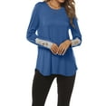 thumbnail image 1 of Woman Crew neck long sleeve stitching lace Top, 1 of 7