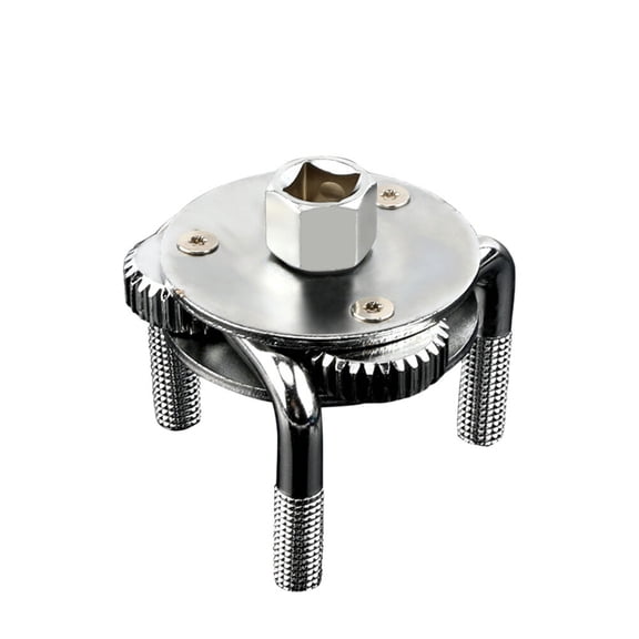 Two Way 3-Jaw Auto-Adjustable Oil Filter Wrench Remover 3/8" Square Drive Socket 1/2" Adaptor (Silver)