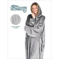 thumbnail image 3 of Bare Homey Adult Size Microplush Wearable Blanket - Long Length - Zipper Side Pockets, Gray, 3 of 9