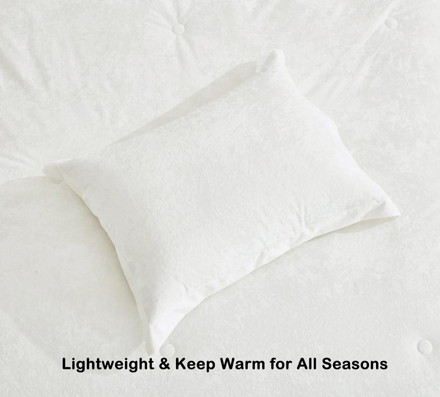 Chezmoi Collection Lux 3-Piece Cream White Velvet Comforter Set Queen Size, All Season Lush Plush Velvet Bedding Set with Soft Washed Microfiber Reverse