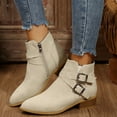 thumbnail image 2 of Mepaouo Women's Ankle Boots Classic Buckles Chunky Low Heel Dressy Short Booties with Side Zipper, 2 of 8