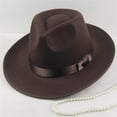thumbnail image 2 of zobvuyeg Men & Women Vintage Wide Brim Fedora Panama Hat Sun Visor Cap, 2 of 4