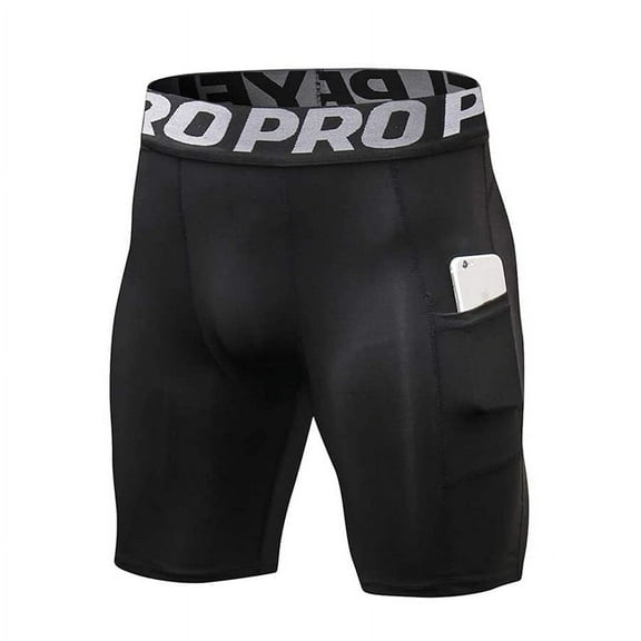 Mens Compression Shorts with Pocket Spandex Sports Athletic Running Quick Dry Compression Underwear for Men