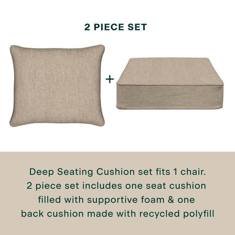 Textured Solid Birch Tan Deep Seating Cushion Set - Walmart.com