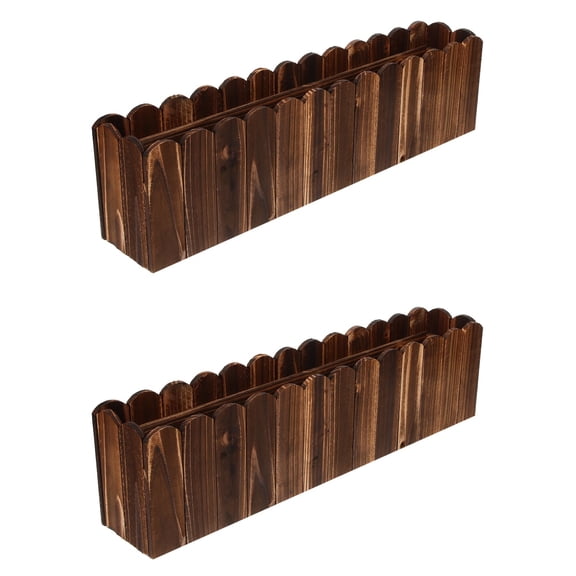 BEADCEST Dark Brown Wooden Window Planter for Indoor and Outdoor Use 2Pcs