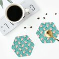 thumbnail image 4 of Naloa Pig And Flower Leather Coasters for Drinks, Durable Drink Coasters 4 Set for Tabletop Protection, Luxurious Home Décor and Housewarming Gift ( {designName})Hexagon, 4 of 6