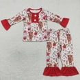 thumbnail image 2 of Venta al por mayor de ropa de dormir de vaca Floral para niños, conjunto de camiseta de manga larga para niñas, pantalones, traje para niños, pijamas de flores, ropa de noche, 2 of 2
