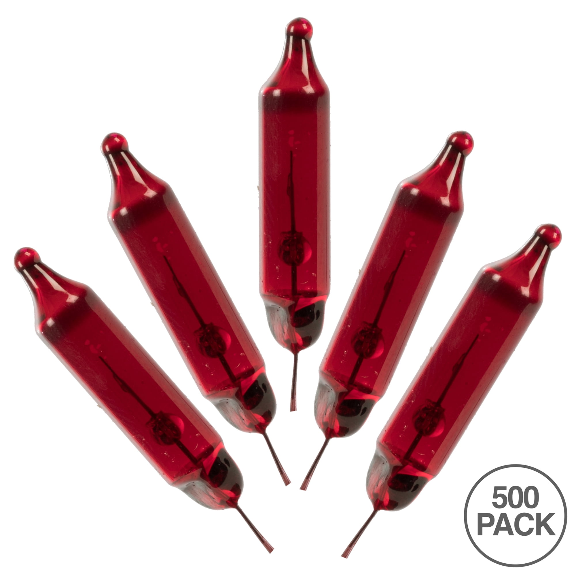 Vickerman Red Glass Incandescent Mini Bulb with Pinched Base, 3.5 Volt 125mA, 500/Bag