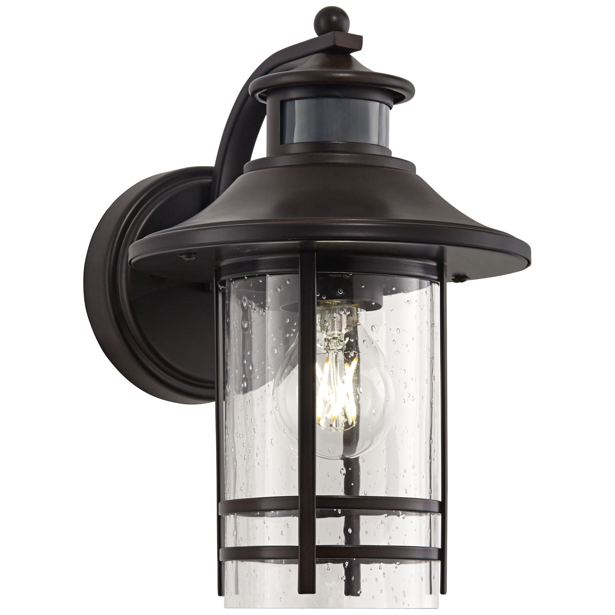 John Timberland Galt Outdoor Mission Wall Light Fixture Oil Rubbed Bronze Motion Sensor Dusk to Dawn 11 1/4" Seedy Glass for Post Exterior Barn Deck