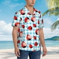 thumbnail image 5 of Xecao Flowers and Lady Bugs print Hawaiian shirt - a stylish short-sleeve button-down for men, perfect for casual beach and tropical outings., 5 of 9