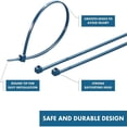 thumbnail image 3 of Kable Kontrol Metal Detectable Zip Ties - 14" Long - 50 Lbs Tensile Strength - 100 pc Pack - Blue, 3 of 6