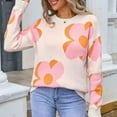 thumbnail image 5 of Levmjia Womens Sweater Casual Long Sleeve Round Neck Floral Print Head Pullover Soft Acrylic Top For Fall Autumn And Winter Daily Wear, 5 of 8