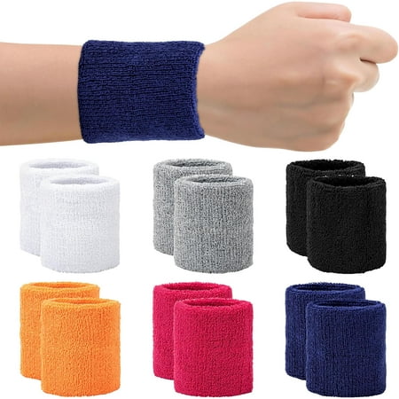 6 pairs(12-piece )sports wrist guards multi-color sweat-absorbing sports wristbands men s and women s cotton wrist guards suitable for tennis basketball football running and gymnastics