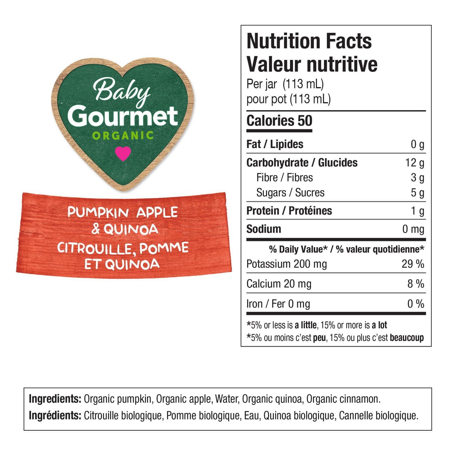 Baby Gourmet Pot Biologique Citrouille Pomme Quinoa 113ml