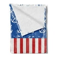 thumbnail image 2 of USA Soft Flannel Fleece Throw Blanket, Patriotic Grunge Flag Design with Stripes and Marine Crossed Anchors, Cozy Plush for Indoor and Outdoor Use, 60" x 80", Vermilion Cobalt Blue, by Ambesonne, 2 of 5