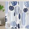 thumbnail image 3 of Tropical Blue Leaves Shower Curtain - Abstract Palm Leaf Botanical Pattern, Waterproof Fabric with Hooks, 72Wx72H, Perfect for Home Decor, Adds a Fresh and Vibrant Touch to Any Bathroom, 3 of 6