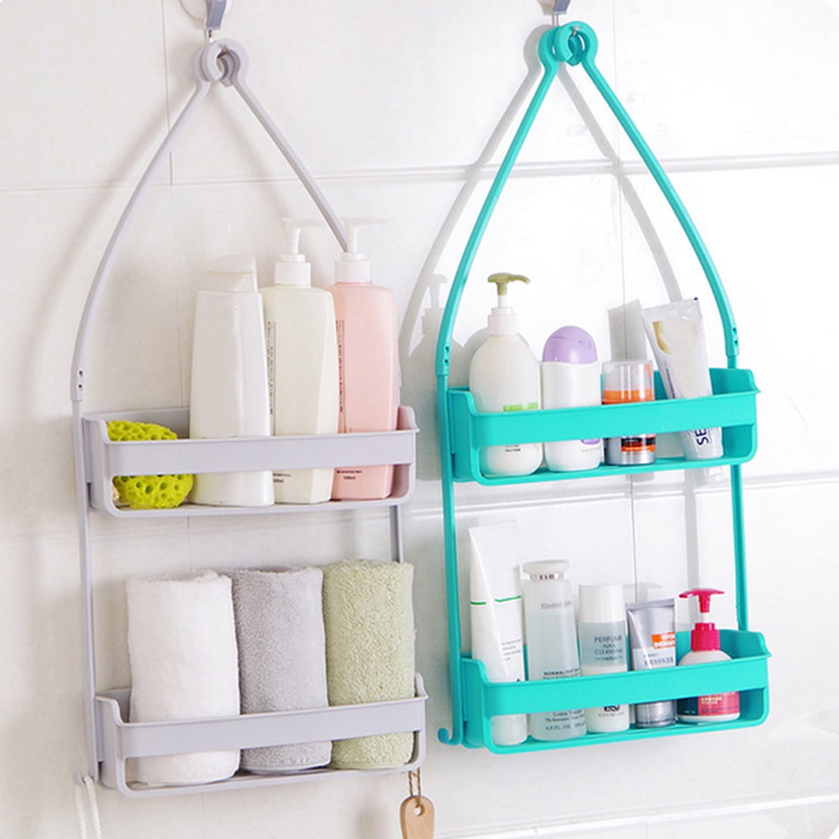2 Tier Caddy Shelf Rack Hanging Shower Organiser Holder Tidy Kitchen Bathroom Walmart Canada