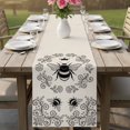 thumbnail image 4 of Vintage Bees Crowns Table Runner 48 Inches, Rustic Leaves Rings Burlap Bed Runner Dresser Scarves Tabletop for Indoor Outdoor Parties/Ceremony/Banquet, 13" x 48", 4 of 8