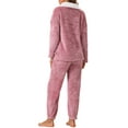 thumbnail image 3 of INSPIRE CHIC Women's Pajama Sets Fluffy Fleece Pullover Tops with Pants Winter Plush Warm Fuzzy Loungewear M Pink, 3 of 5