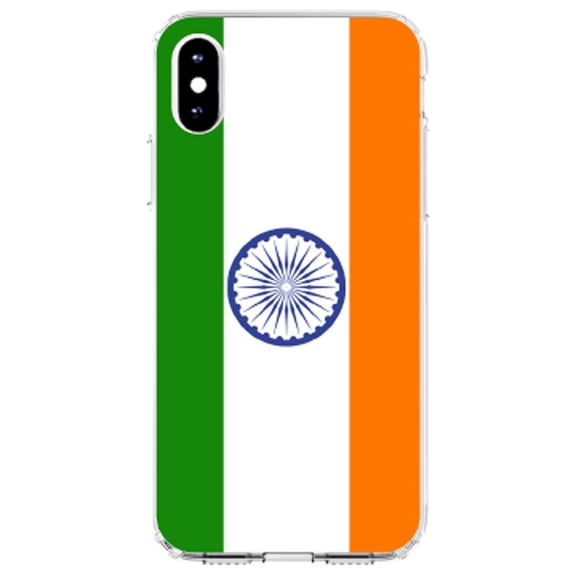 DistinctInk Clear Shockproof Hybrid Case for iPhone XR (6.1" Screen) - TPU Bumper, Acrylic Back, Tempered Glass Screen Protector - India Flag Indian - Show Your Love of India