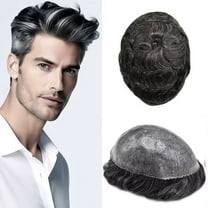 Mens Hairpiece LYRICAL HAIR Human Hair Replacement System Durable Thin Skin PU Injected Toupee Hair Wigs for Men