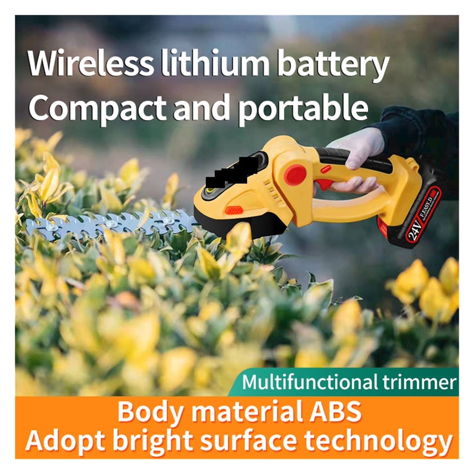 2 In 1 24V Cordless Electric Hedge Trimmer 20000RPM Rechargeable Handheld Household Shrub Weeding Pruning Mower Garden Tools ,2 IN 1 Trimmer & Edger
