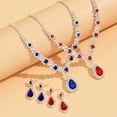 thumbnail image 3 of Yesbay 2Pcs/Set Elegant Bridal Jewelry Set Waterdrop Shape Stunning Necklace Dangle Earrings Set, 3 of 8