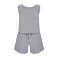 thumbnail image 4 of JULMCOMO Linen Sets for Women 2 Piece Crew Neck Baggy Summer Tank Tops Drawstring Wide Leg Casual Summer Short Sets with Pockets Light Gray S, 4 of 4