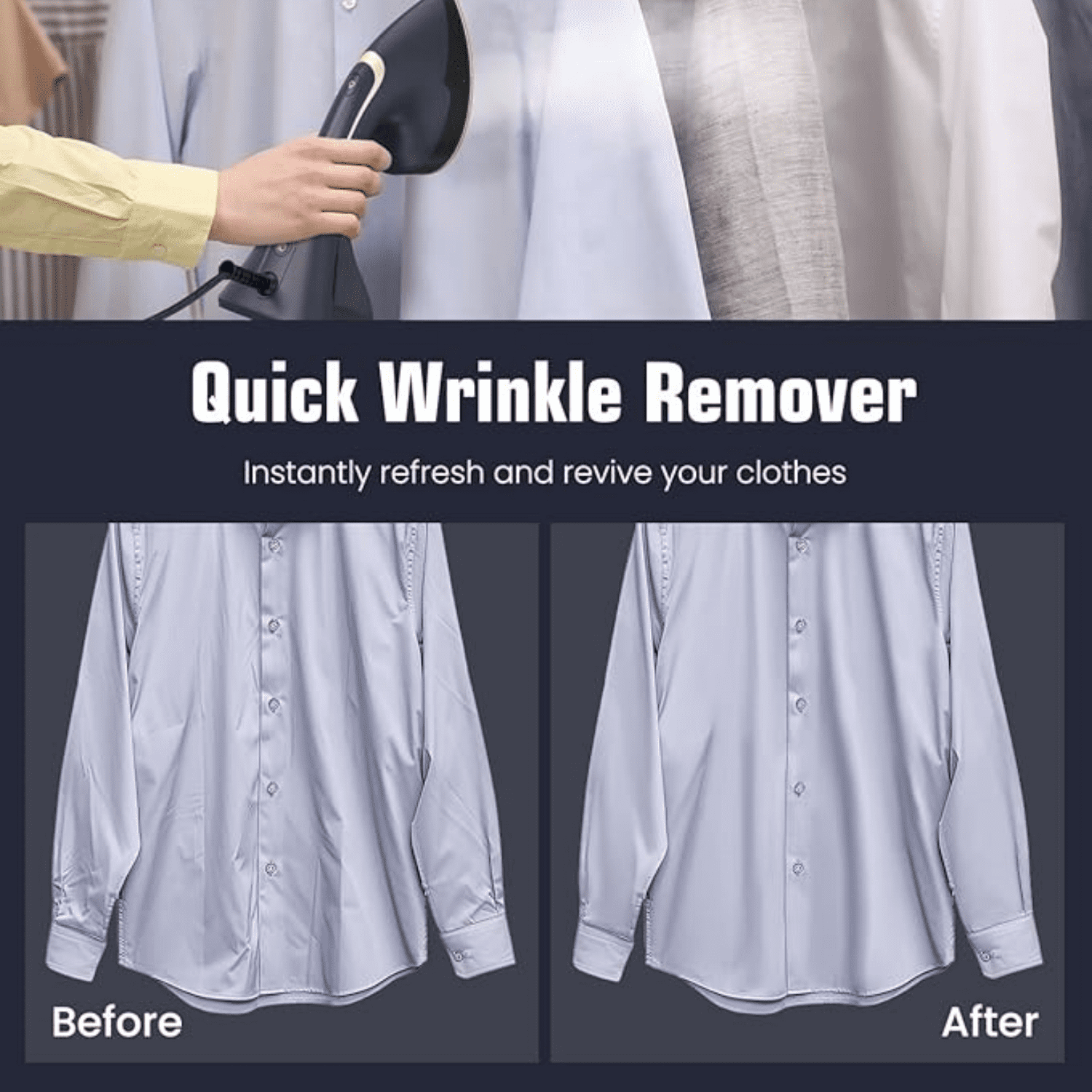 Steamer for Clothes, 2-in-1 Steam & Iron, 1200W Handheld Powerful Garment Fabric Wrinkle Remover with Burst Steam, Ceramic Heating Plate, 30-Second Fast Heat-up, Auto-Off (Only for 120V)