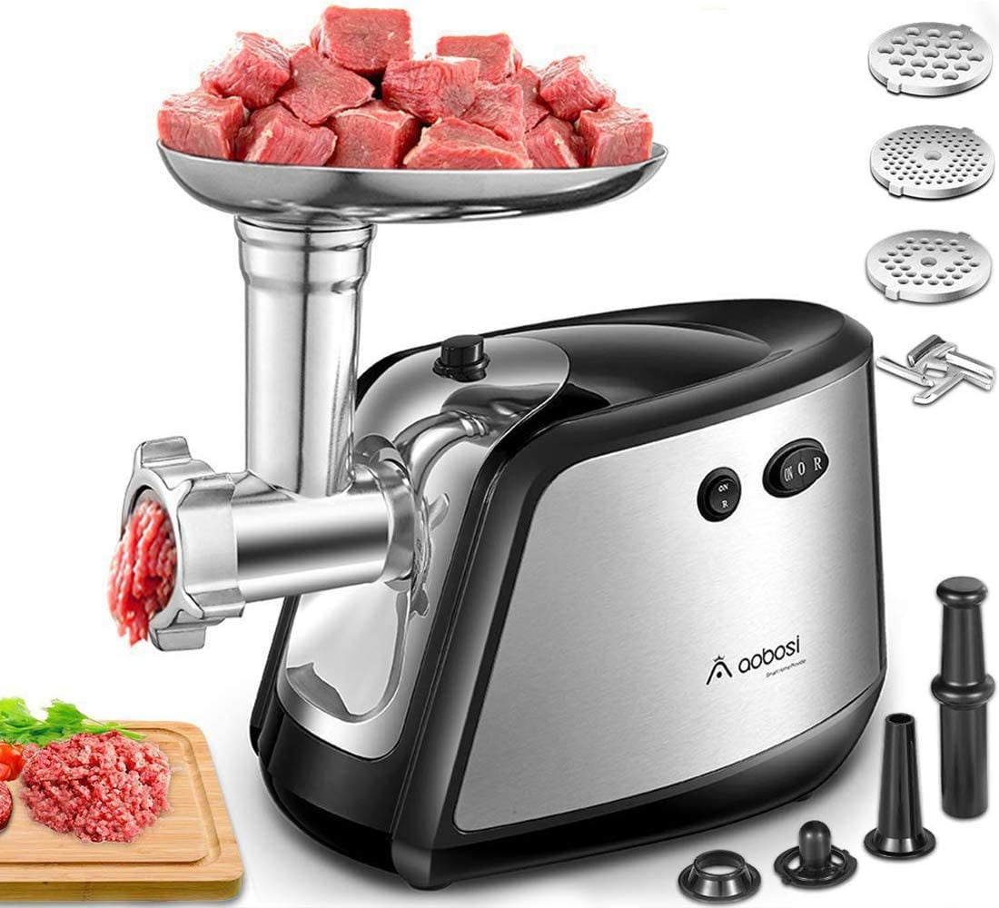3-IN-1 AICOK Meat Grinder Electric 2000W Max 3 Grinding Plates /& 2 Blades,