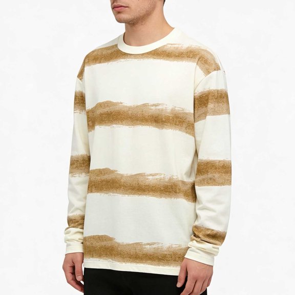 DayScoop Fashion T-Shirt for Men Casual T Shirt Fall Long Sleeve Striped Loose Sports Home Round-Neck Tops