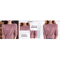thumbnail image 5 of lcziwo Womens Knitted Long Sleeve Sweater Warm Crewneck Solid Color Merino Wool Sweaters Fall Winter Casual Soft Undershirts Pink,L, 5 of 7
