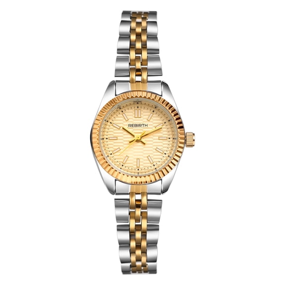 Avaner Stainless Steel Women's Wrist Watches: Silver Gold Two Tone Waterproof Round Dial Watches Gold Dial Analog Quartz Wrist Watches for Women