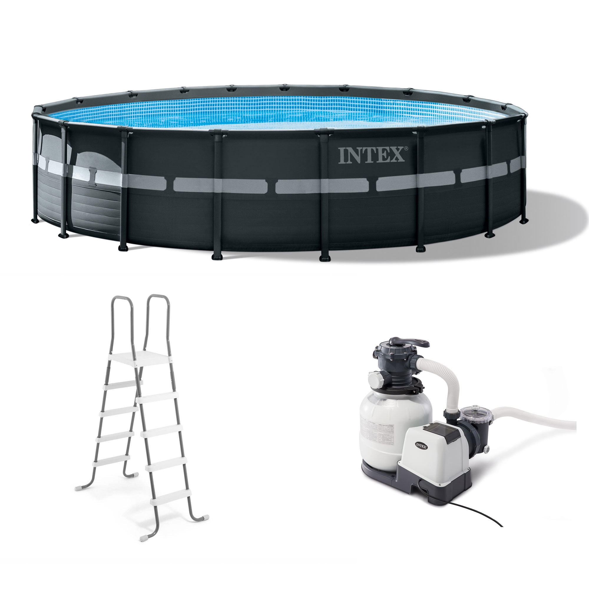 Intex 18' x 48" Inflatable Above Ground Swimming Pool w/ Ladder & Pump Open Box 