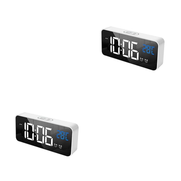 Moyic Reloj electrónico con espejo LED inteligente, portátil, para el hogar, USB, Control de voz, temporizador silencioso, reloj de música, Type1 NO1