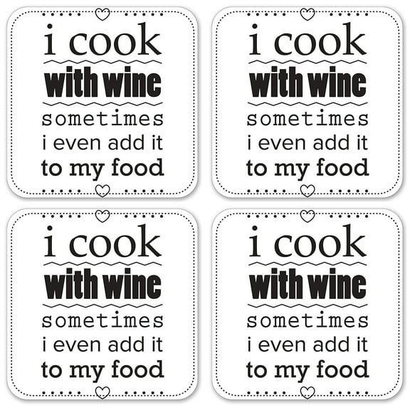Vinyl Drink Coasters - Set of 4 - Cook With Wine