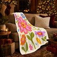 thumbnail image 3 of Groovy Pink Flower Autumn, Festive autumn celebration Scene, Warm Flannel Blanket for Living Room and Family Room with Detailed Artwork, Art Lovers autumn celebration Gift, Festive Home Decor, 3 of 9