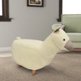 thumbnail image 5 of Benzara BM196590 Grass Mud Horse Shape Wooden Storage Ottoman with Fabric Upholstery, Cream & Brown, 5 of 6
