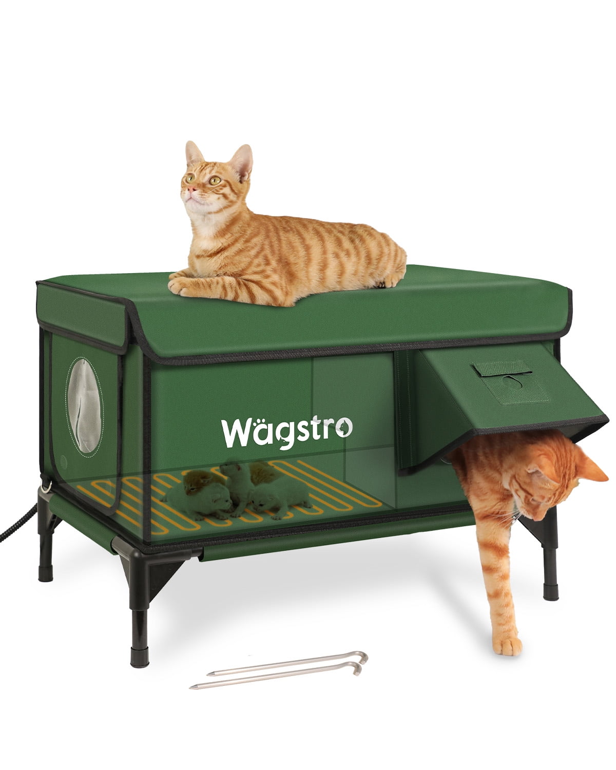 Wagstro Heated Outdoor Cat House , Elevated, Rainproof Shelter