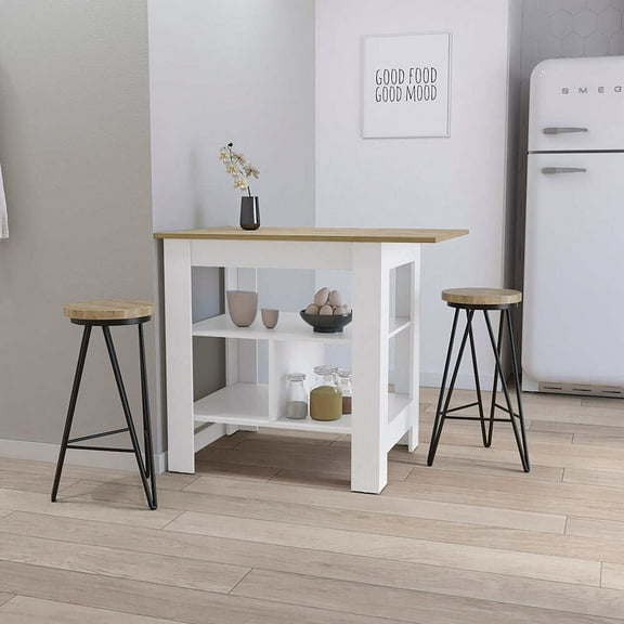 Kitchen Islands Lisbon Kitchen Island, 3-Tier Shelf and Large Workstation,Kitchen Carts