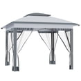 thumbnail image 2 of Patio Umbrellas Outsunny 12' x 12' Pop Up Canopy Tent with Netting and Carry Bag, Instant Sun Shelter with 137 sq.ft Shade, Tents for Parties, Height Adjustable, for Outdoor, Garden, Patio, Gray,Mark, 2 of 8