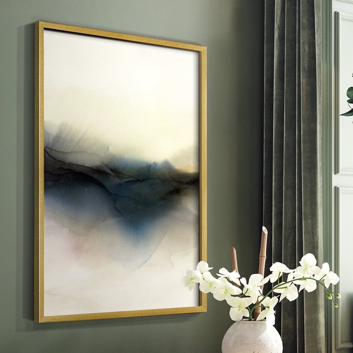 Continuum I Framed Print in Gold Solid Wood Framed Print No Nail Hanging