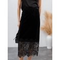 thumbnail image 4 of Women Midi Skirt A-Line Skirt with Lace Trim Long Skirt Casual Midi Skirt Black S, 4 of 9