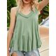 thumbnail image 5 of Mujeres camisola sin mangas con cuello en v irregular volantes dobladillo sólido suelto casual Irfora Mujeres camisola, 5 of 7
