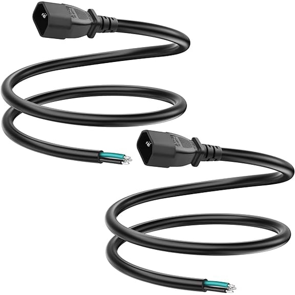 Quyaojz 16AWG IEC C14 Pigtail Power Cable Heavy Duty Replacement Power Cord Bare Wire C14 Male Extension Open End Wire 10A 250V AC 3 Prong Power Cord for PDU UPS Computer Monitor Scanner 3FT