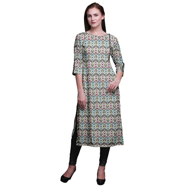Bimba Kurtis Droits Imprimés pour Femmes Kurta à Manches 3/4 Tunique d'Été Robe