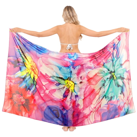 HAPPY BAY Women's Sarong Bikini Skirt Swimsuit Cover up Summer Wraps Bathing suit Swimwear Beach Wrap Skirts for Women One Size Water Flower, Pink