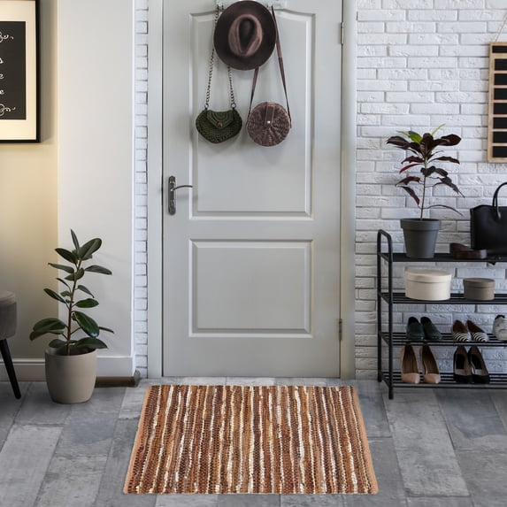 Hand-Woven Amara Leather and Cotton Area Rug